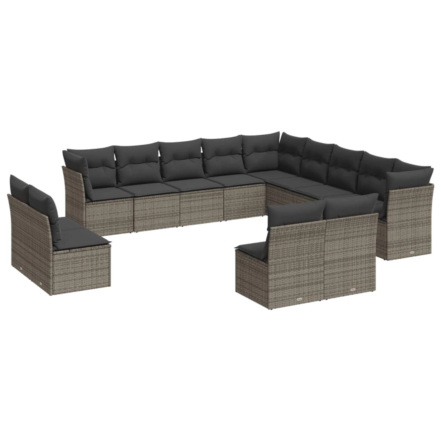 vidaXL 12-Tlg Garten-Sofagarnitur mit Kissen Grau Poly Rattan 3218420 günstig online kaufen