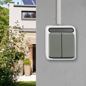 Merten AQUASTAR Serienschalter, Feuchtraum-Schalterprogramm für Aufputzmontage, grau/weiß.