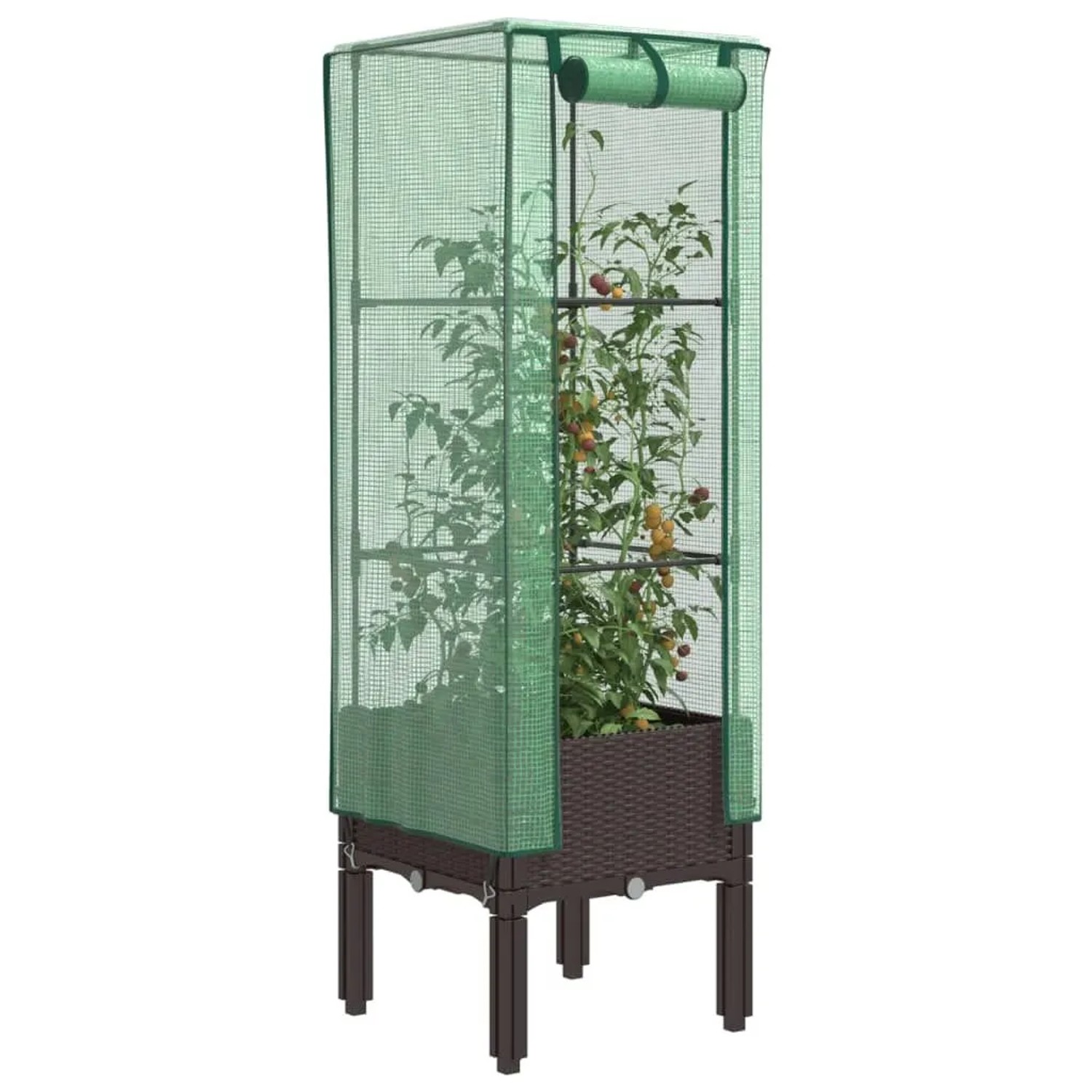 Furnicato Hochbeet Mit Gewächshausaufsatz Braun 40 X 40 X 140 Cm