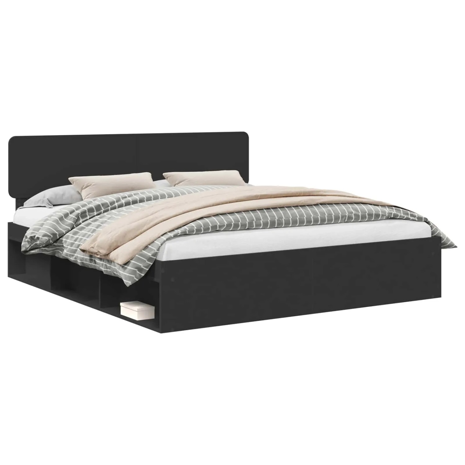 vidaXL Bettrahmen Schwarz 200 x 200 cm Massives Kiefernholz 3412034