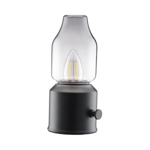 Schwarze PR Home LED Akku-Tischleuchte im Öllampen-Design, 20x9x9cm.