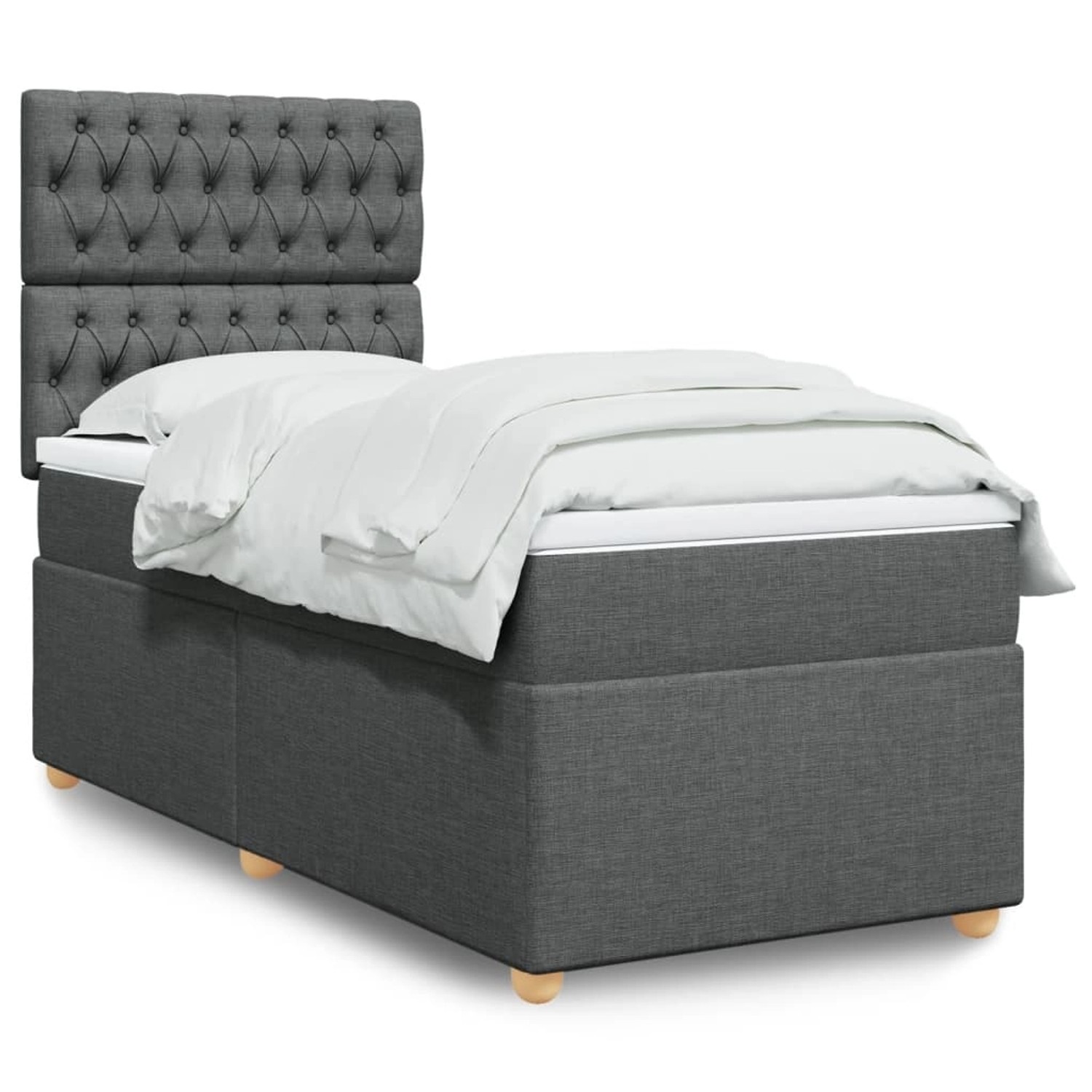 vidaXL Boxspringbett mit Matratze Dunkelgrau 90x200 cm Stoff 3293471 günstig online kaufen