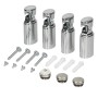 Montageset für LuxeBath Badheizkörper, chromfarben, mit Schrauben, Dübeln und Ventilen.