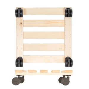 Wagner Multi Roller Rolluntersetzer aus Holz mit Kirschblütenmuster und schwarzen Rollen.