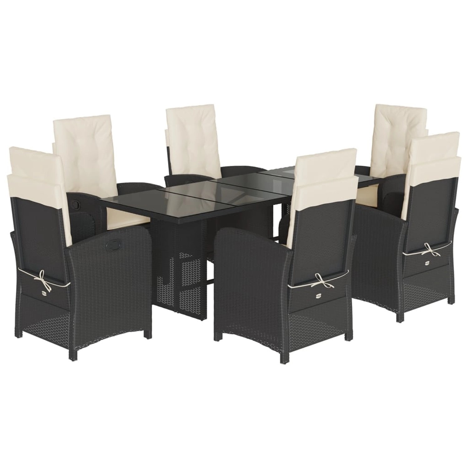 vidaXL 7-Tlg Garten-Essgruppe mit Kissen Schwarz Poly Rattan 3212248 günstig online kaufen