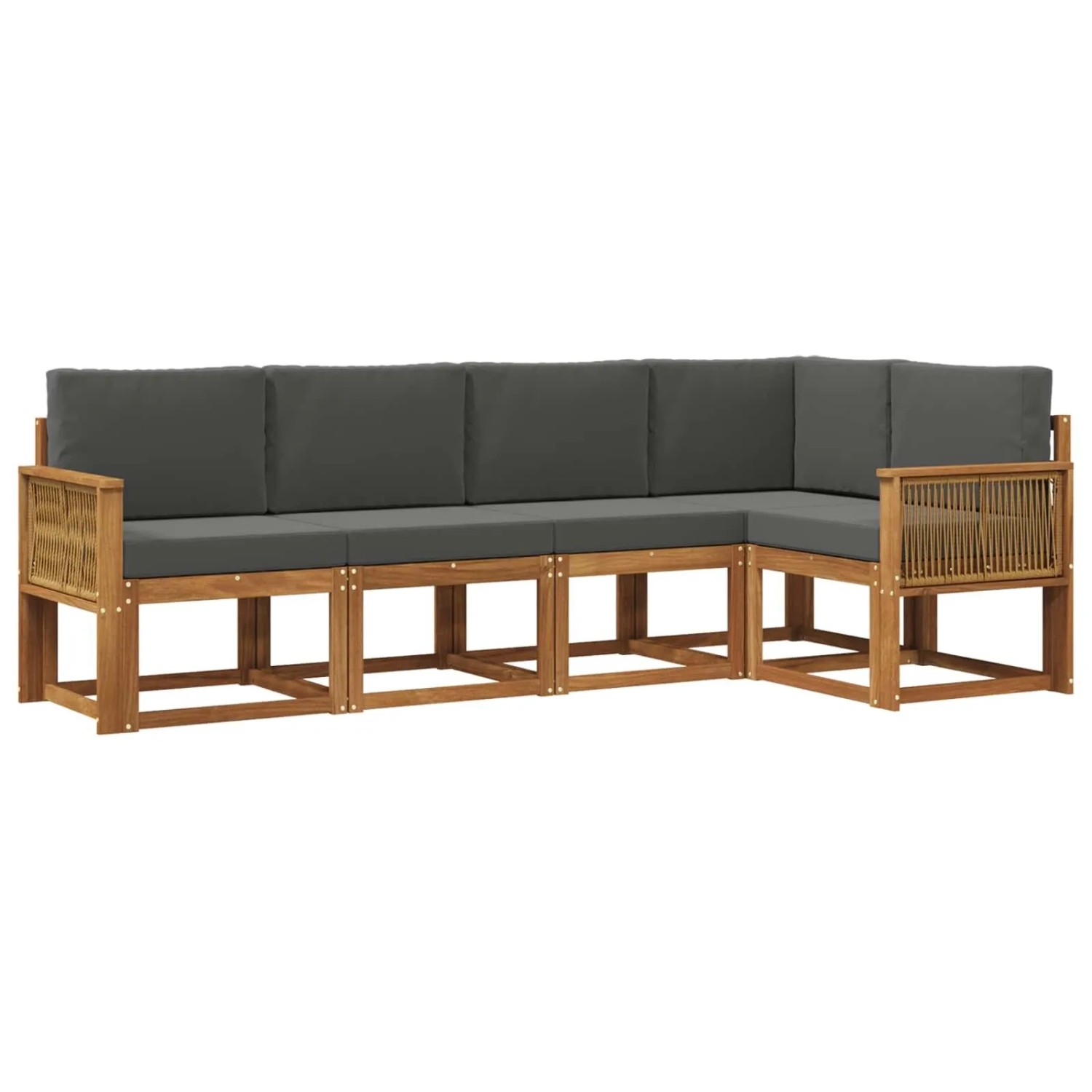 vidaXL Outdoor-Sofagarnitur 5 Stk Natur und Anthrazit Polyester 3385218