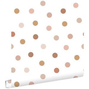 ESTAhome Tapete Punkte Terrakotta und Weiß 53 cm x 10.05 m