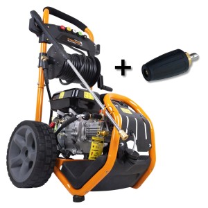 Strahlemann Hochdruckreiniger mit Messingpumpe, 220 Bar, inkl. Dreckfräse und Flächenreiniger.