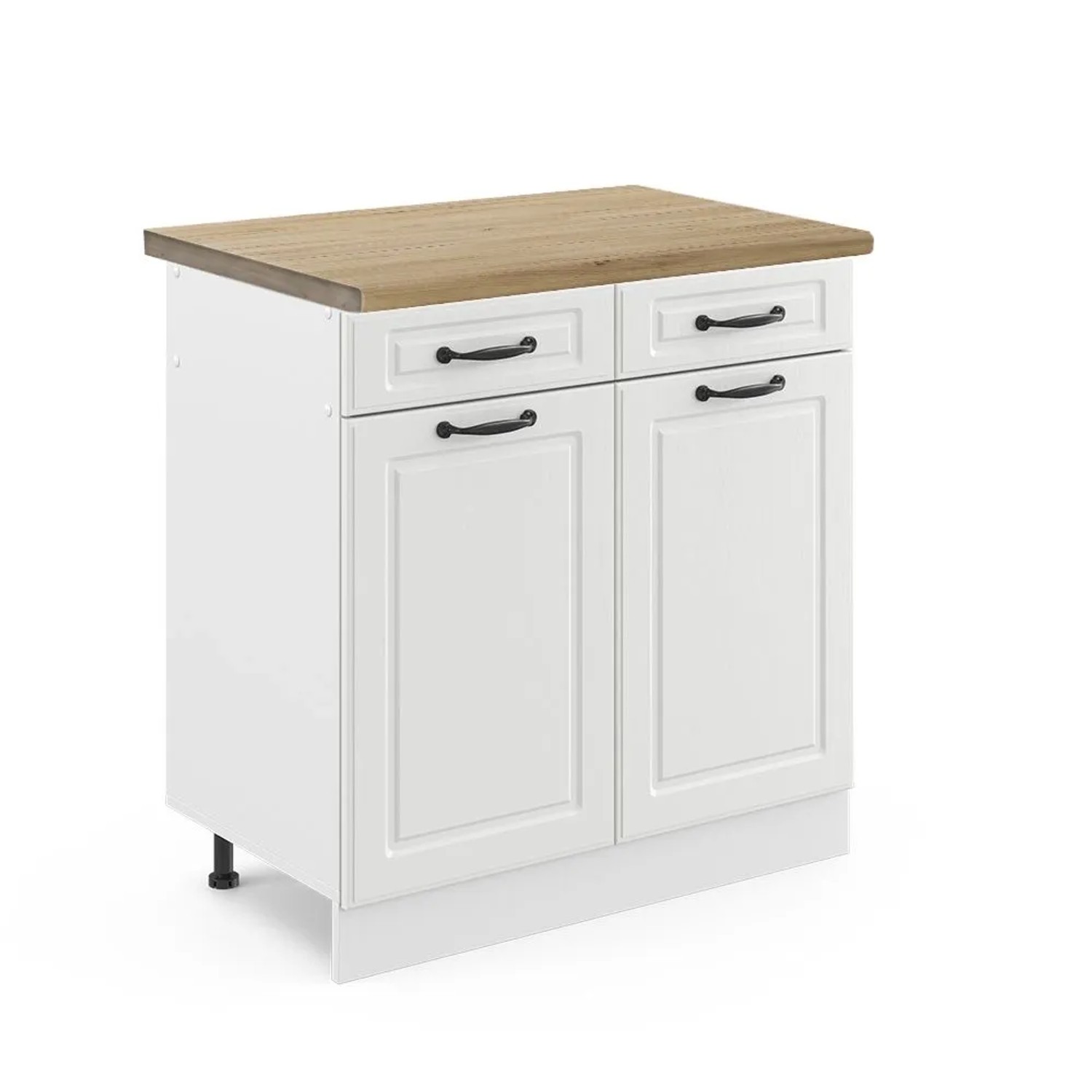 Vicco Küchenunterschrank R-Line Schubladenschrank für die Küche Weiß Landhaus Weiß 80 cm AP Eiche