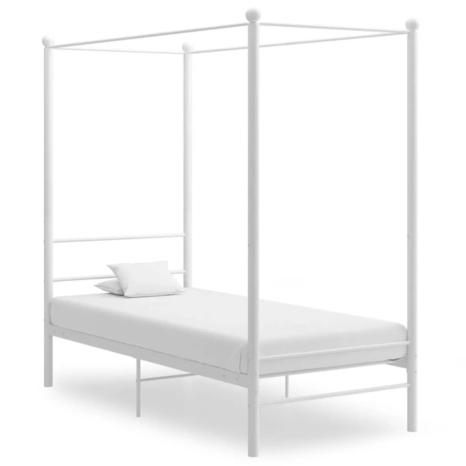 Weißes Metall Himmelbett 100x200 cm für Schlafzimmer