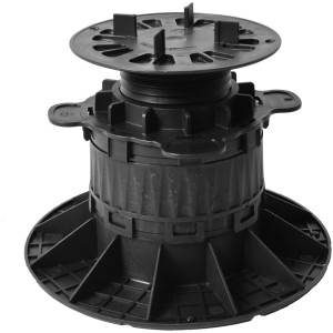Schwarzer, justierbarer GS Terrassen Stellfuß Plattenlager (120-170 mm) für Terrassendielen.