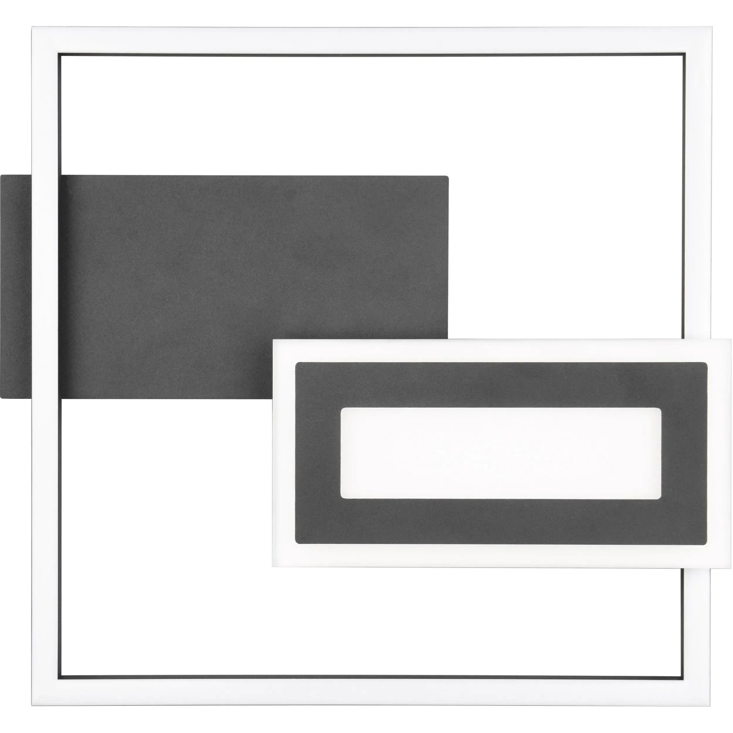 Moderne, mattschwarze LED Deckenleuchte Spiro mit geometrischem Design, 33x30cm.