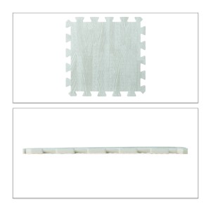 Relaxdays Bodenschutzmatte 9er Set EVA-Schaumstoff Weiß in Holzoptik Stoßdämpfend Schalldämmend 31,5 cm x 31,5 cm