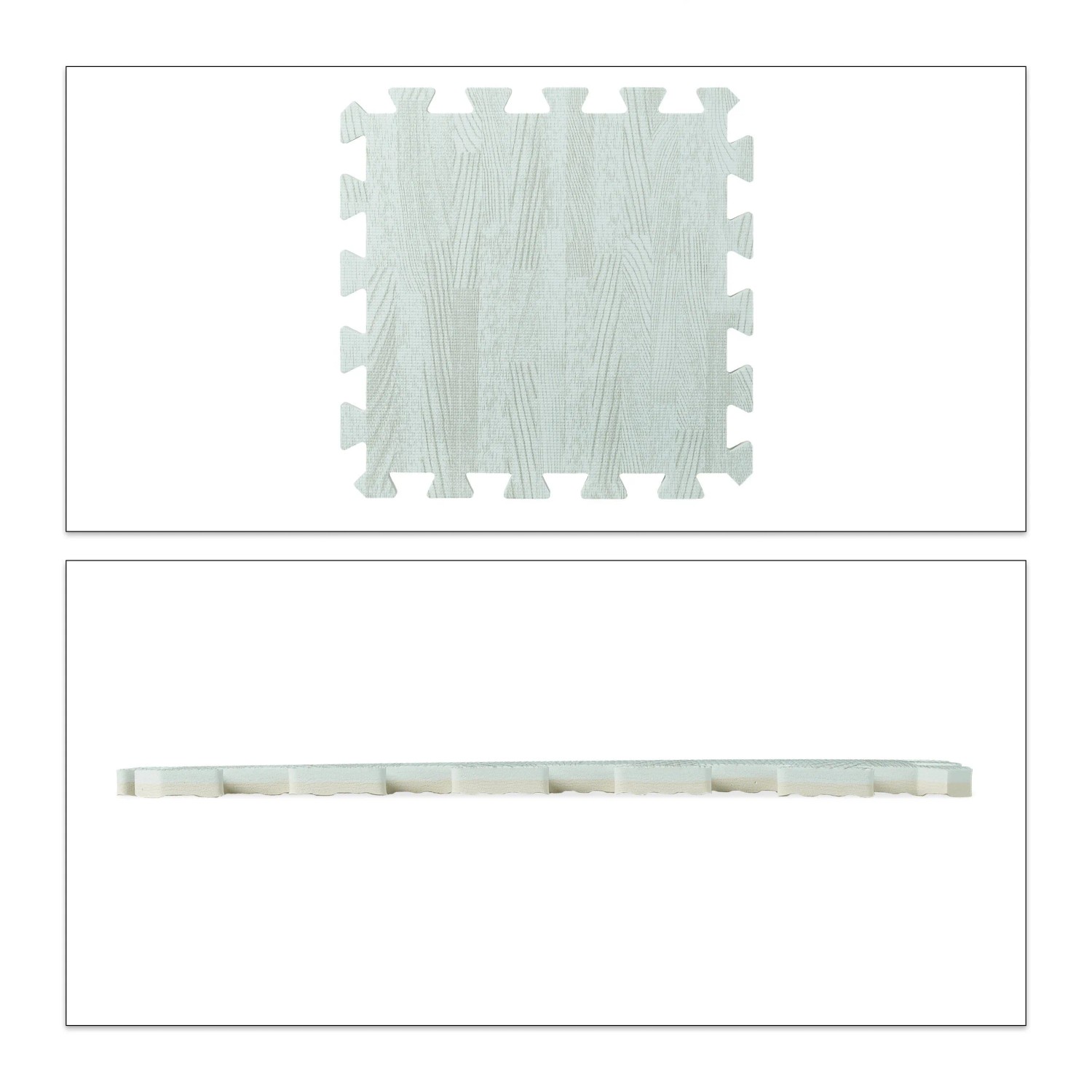 Relaxdays Bodenschutzmatte 9er Set EVA-Schaumstoff Weiß in Holzoptik Stoßdämpfend Schalldämmend 31,5 cm x 31,5 cm
