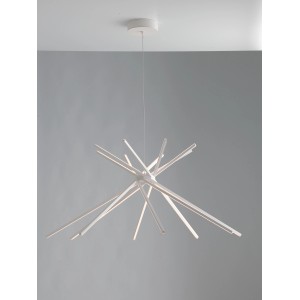 Moderne, weiße 8-flammige LED-Pendelleuchte Shanghai von Luce Design, Ø 113 cm.