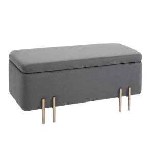 Dunkelgraue HOMCOM Sitzbank mit Stauraum, Stoffbezug und eleganten Metallbeinen. Möbelstück für Wohnzimmer.