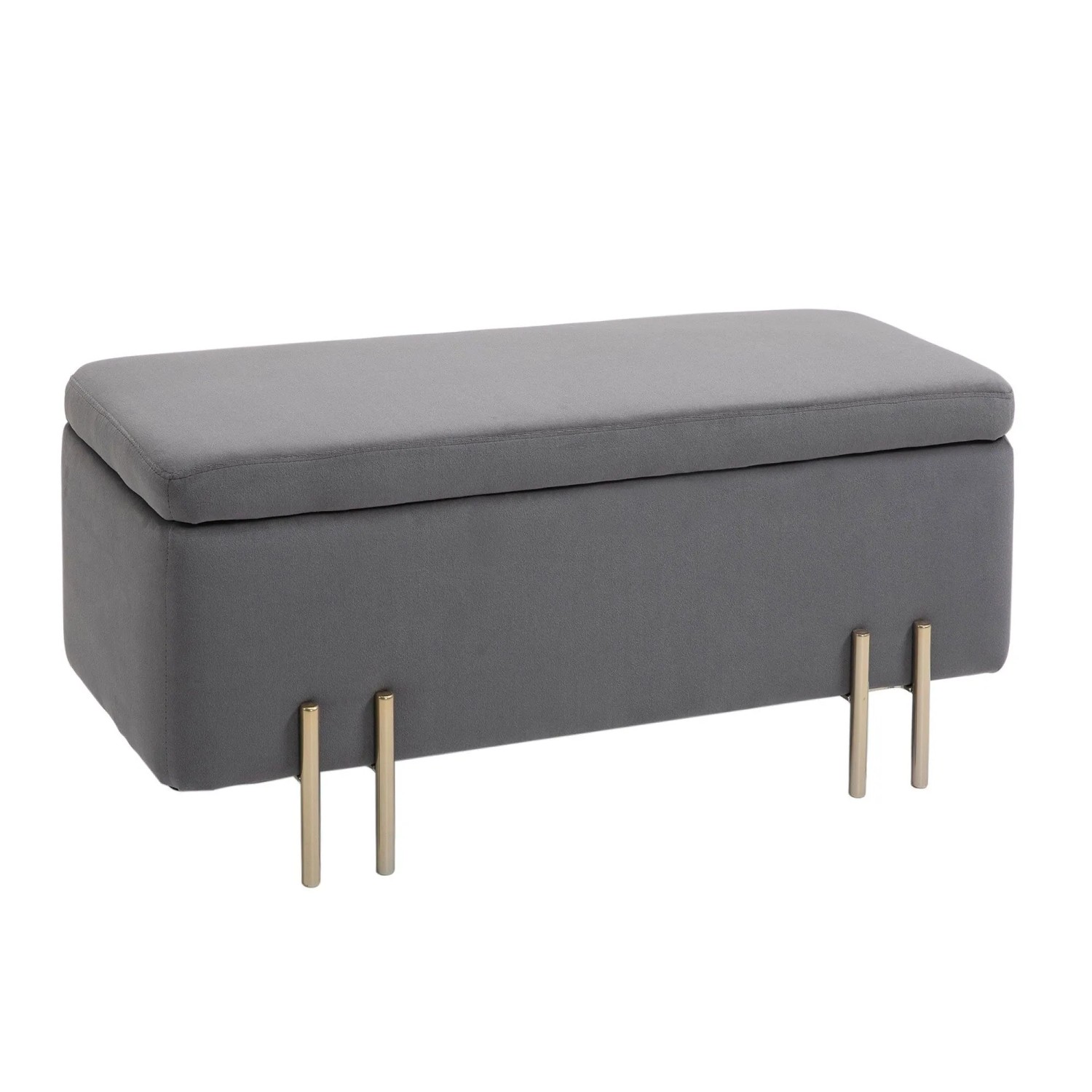 HOMCOM Sitzbank mit Stauraum Stoff Metall Gummiholz Dunkelgrau 100 x 40 x 42 cm