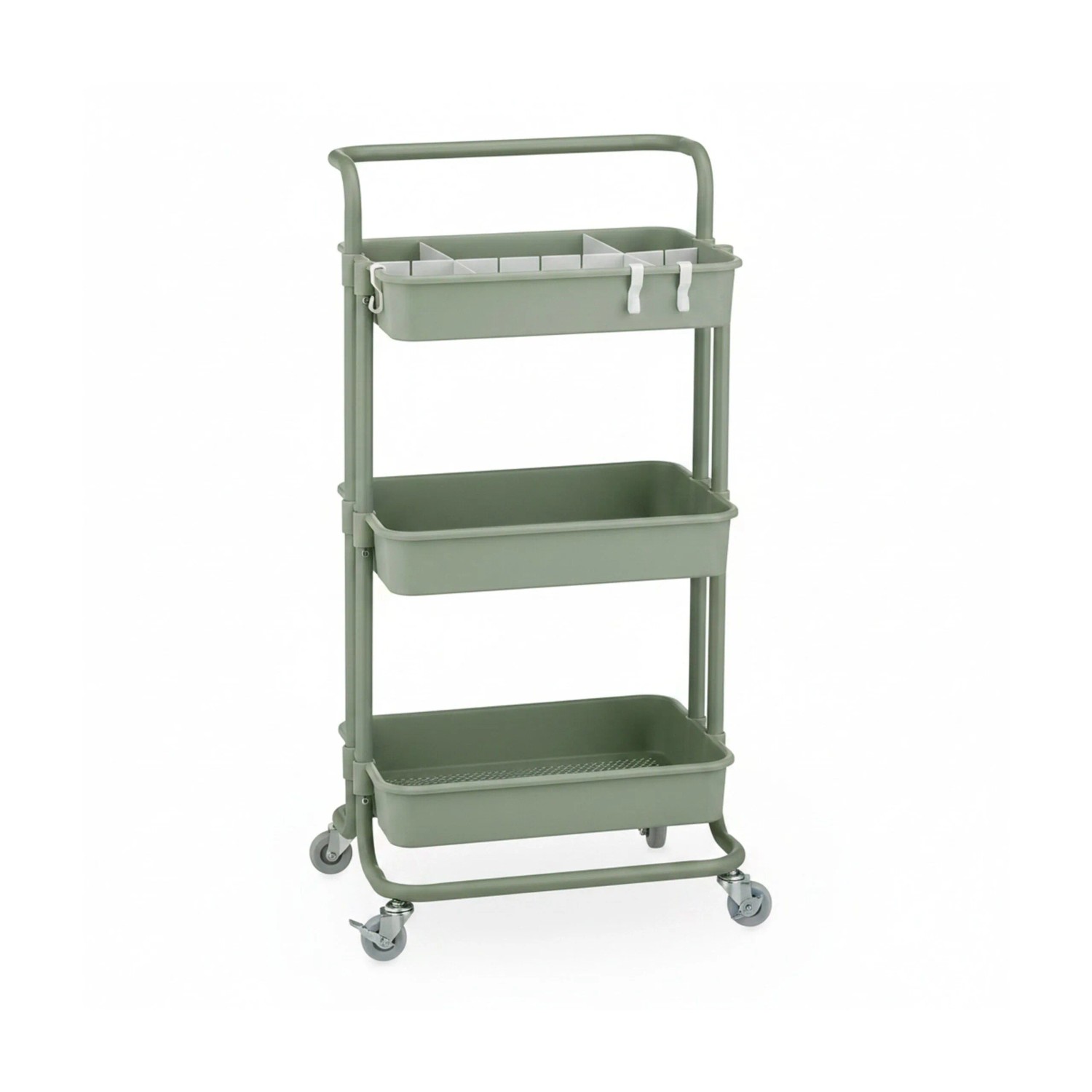 Relaxdays Rollwagen Stahl Grün mit Rollen 86 cm x 42,5 cm x 42 cm 3,3 kg