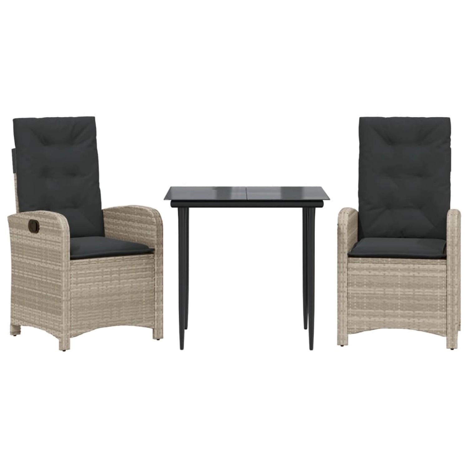 vidaXL 3-Tlg Garten-Essgruppe mit Kissen Hellgrau Poly Rattan 3212410 günstig online kaufen