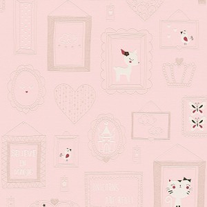 A.S. Création Bilderrahmen Tapete in Hellrosa für Kinderzimmer.