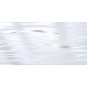 Vabene Dekor Laguna, 30x60 cm, weiße Bordüre mit silbernen Wellenlinien für Innenräume.