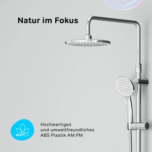 AM.PM Duschsystem Hit, chromfarbenes Regenduschset mit Handbrause und Duschsäule.