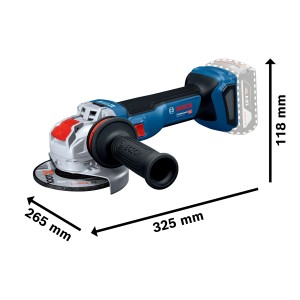 Bosch Professional GWX 18V-11 S Akku-Winkelschleifer mit X-Lock und Zusatzhandgriff.
