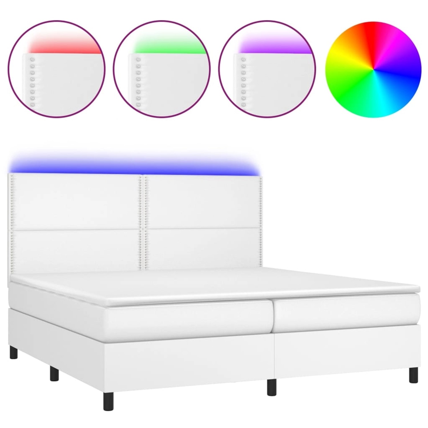vidaXL Boxspringbett mit Matratze & LED Weiß 200x200 cm Kunstleder 3135904 günstig online kaufen