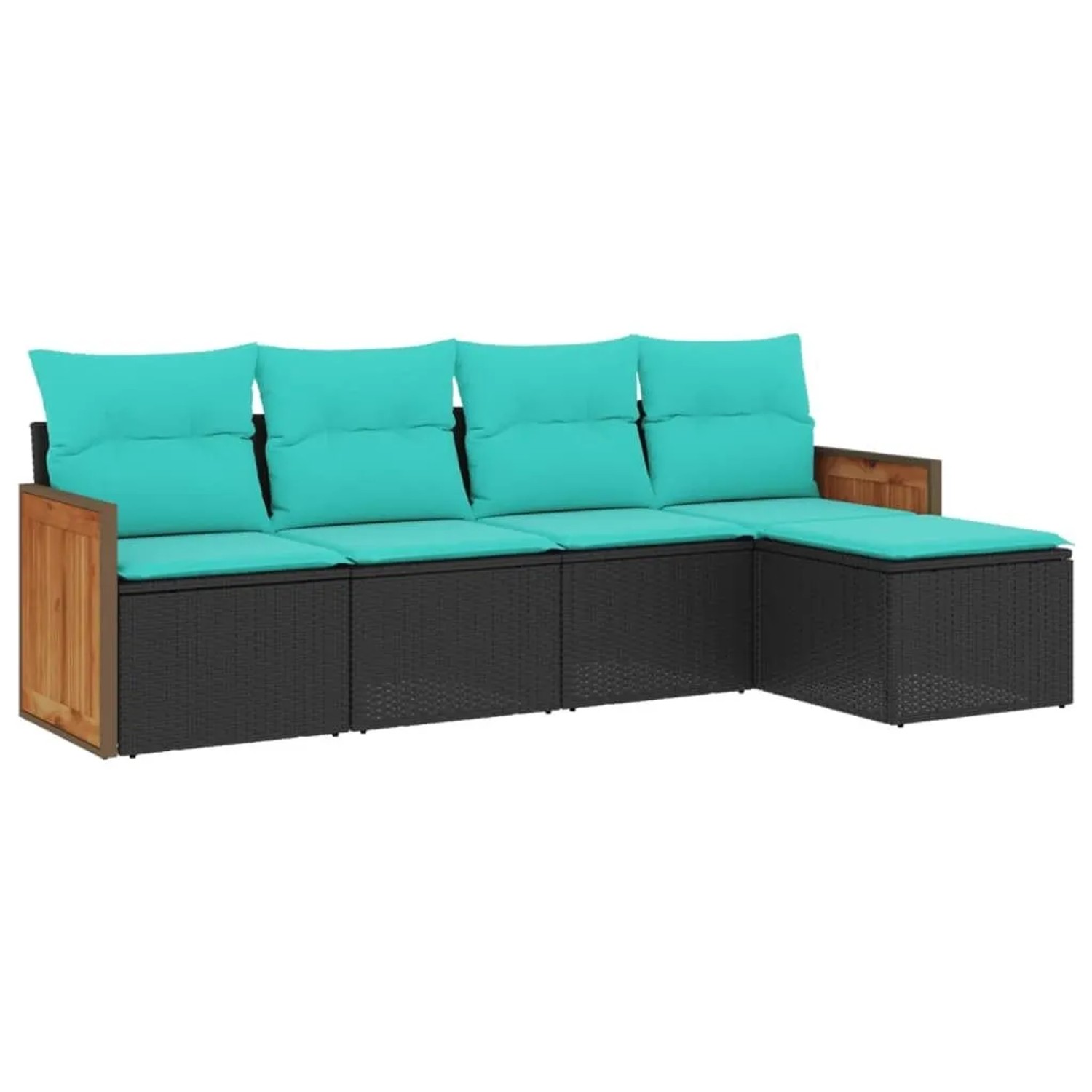 vidaXL 5-Tlg Gartensofa-Set mit Kissen Schwarz Polyrattan 3227597 günstig online kaufen