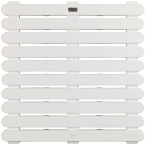 Weiße Wenko Duschmatte Indoor & Outdoor, 55x55 cm, aus Kunststoff mit rutschhemmender Oberfläche.