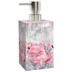 Sanilo Seifenspender mit Flamingo-Motiv für Bad & Küche. Flüssigseife, Lotion, Duschgel stilvoll dosieren.