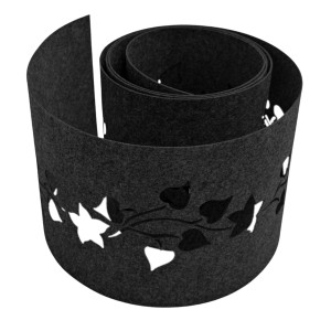 zaunzu Sichtschutz Vlies Floral2, Einzelstreifen in Schwarzgrau, 2,55m Länge.