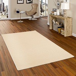 Beiger Snapstyle Flachgewebe Teppich Bentzon, 160x240 cm, auf Holzboden in Wohnraum.