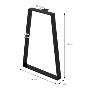 Schwarzes ML-Design Tischbein im Trapez-Design, 40,5 cm hoch, für Esstische.