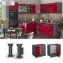 Vicco Eckunterschrank R-Line in Bordeaux Hochglanz/Anthrazit, 86 cm, ohne Arbeitsplatte. Küchenschrank für Ecklösungen.