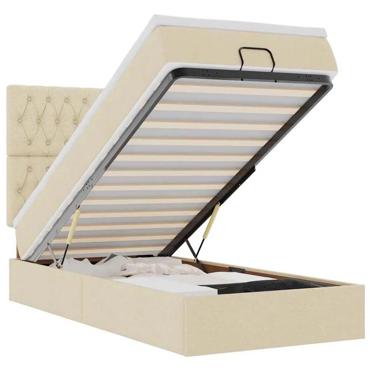 vidaXL Ottoman-Bett mit Matratze Creme 90x200 cm Stoff 3313214