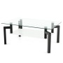 Costway Couchtisch mit Glasplatte und Ablage, schwarzes Metallgestell.