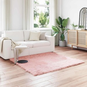 vidaXL Kunstschaffell Teppich Tafalla Rosa 160 x 160 cm Polyester 42021554
