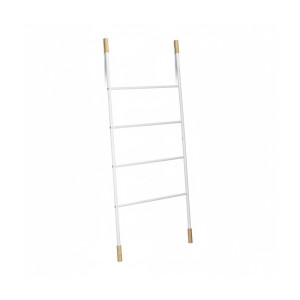 Relaxdays Handtuchleiter Eisen Bambus Weiß 4 Sprossen 150 cm x 69 cm x 2 cm 2,2 kg