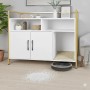 Relaxdays Katzenschrank Holzwerkstoff Stahl Weiß/Gold Mit 2 Türen 74 cm x 90 cm x 45 cm 20,6 kg_5