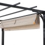 Detailansicht: Sunjoy Pergola Giona mit beigem Stoffschirm und schwarzem Stahlrahmen.