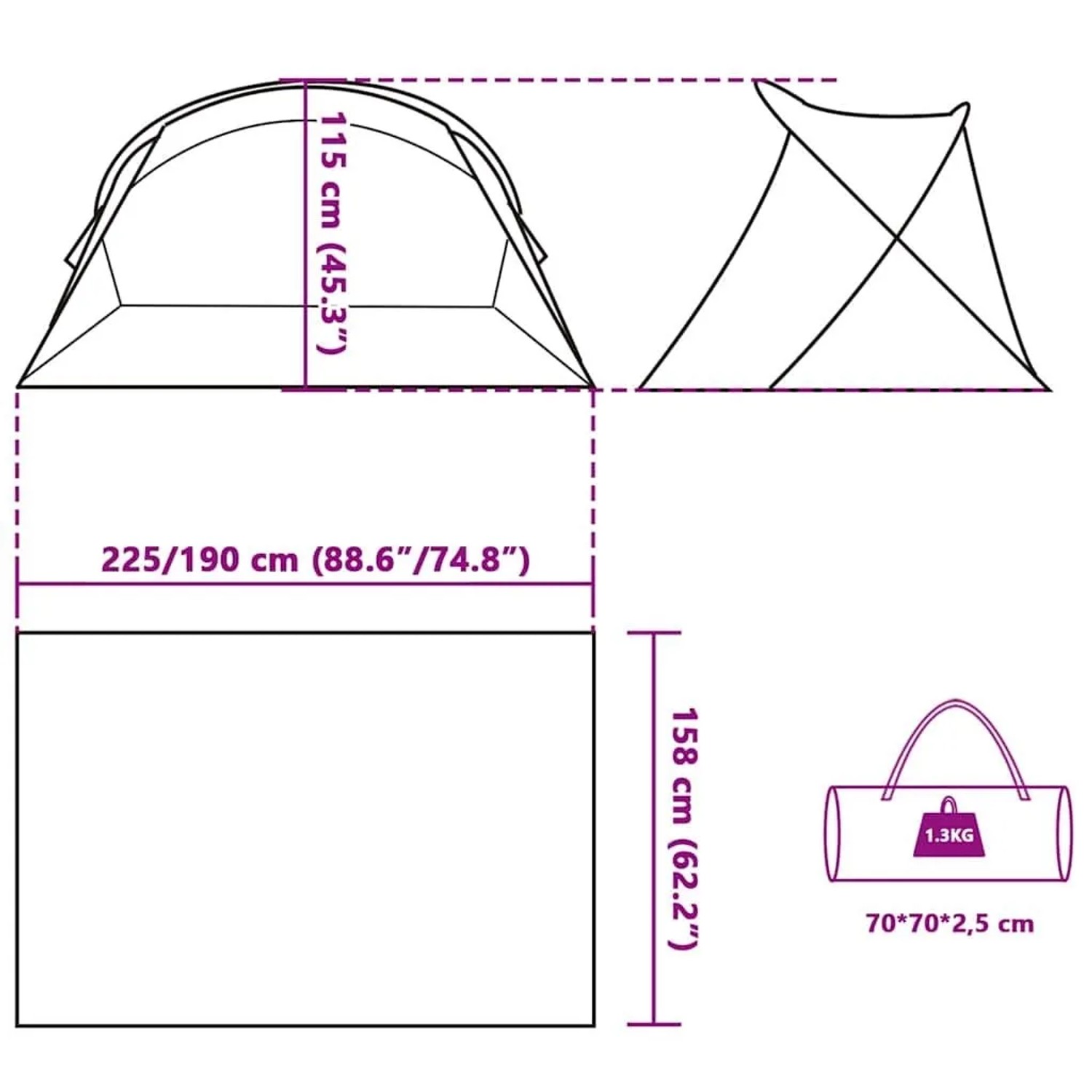 vidaXL Strandzelt 2 Personen Seegrün Pop-Up Wasserdicht 4004159_12