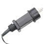 Schwarzer Netzadapter mit Stecker und dunkelgrünem Kabel für die vidaXL LED-Lichterkette.