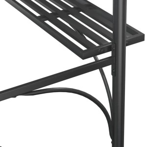 Detailansicht Grillpavillon: Seitenregal aus Stahl in Anthrazit.