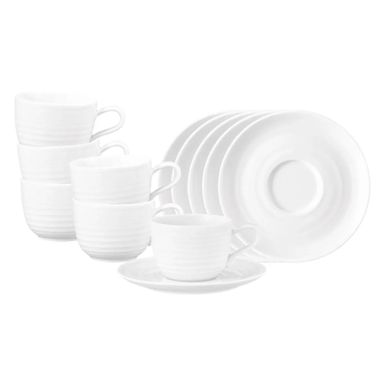 Seltmann Weiden Terra Kaffeetassen mit Untertassen 260 ml 6er Set Weiß
