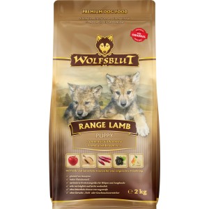 Wolfsblut Range Lamb Puppy Trockenfutter, 2kg Sack mit Lamm und Reis für Welpen.
