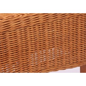 Detailansicht Rattangeflecht Esszimmerstuhl, 6er-Set Polsterstuhl mit Sitzkissen.