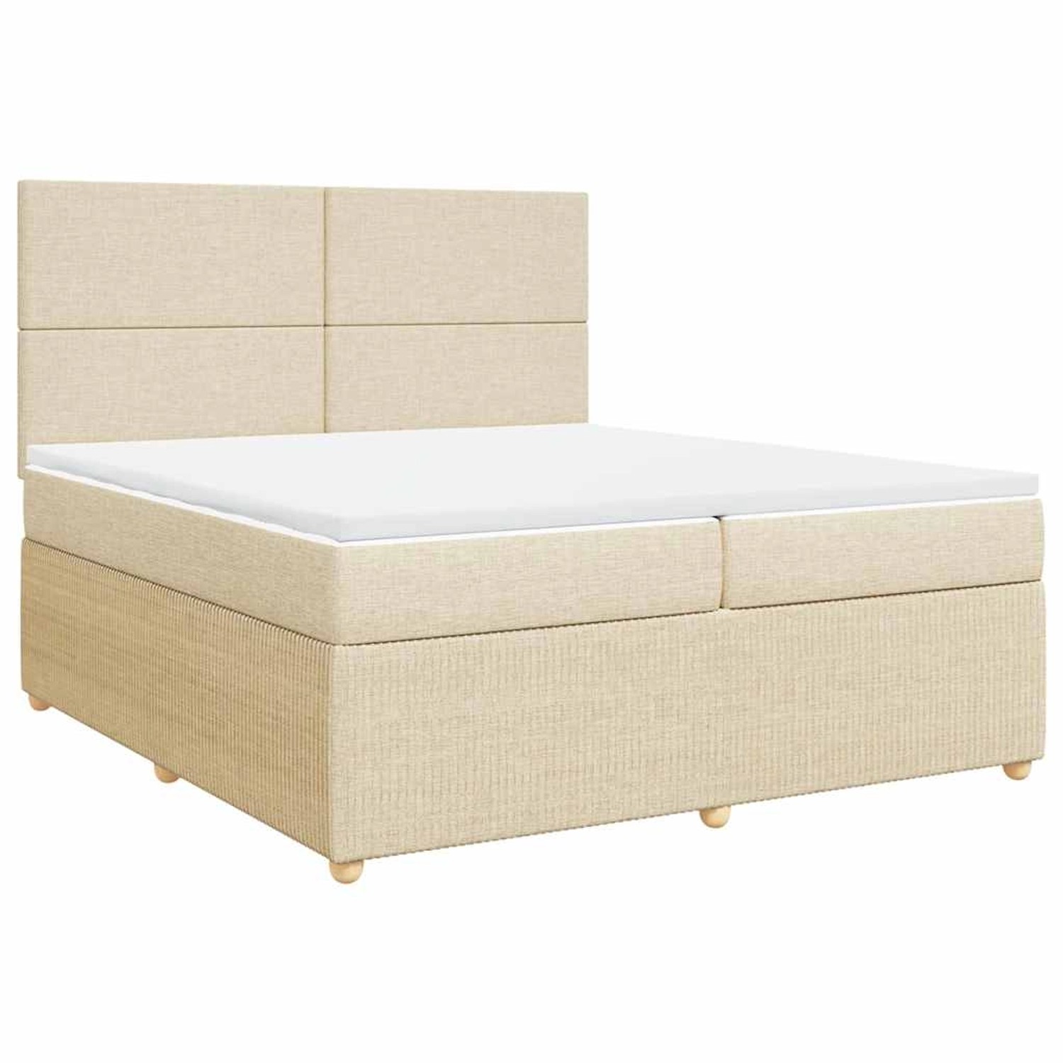 vidaXL Boxspringbett mit Matratze Creme 200x200 cm Stoff 3294461
