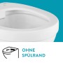 Detailaufnahme des spülrandlosen baliv Stand WC Glasgow in Weiß. Hygienisch und modern.