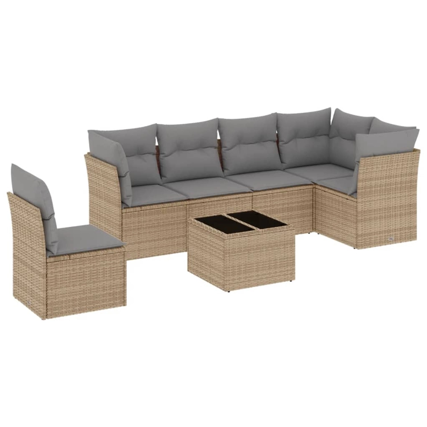 vidaXL 7-Tlg Garten-Sofagarnitur mit Kissen Beige Poly Rattan 3249548 günstig online kaufen